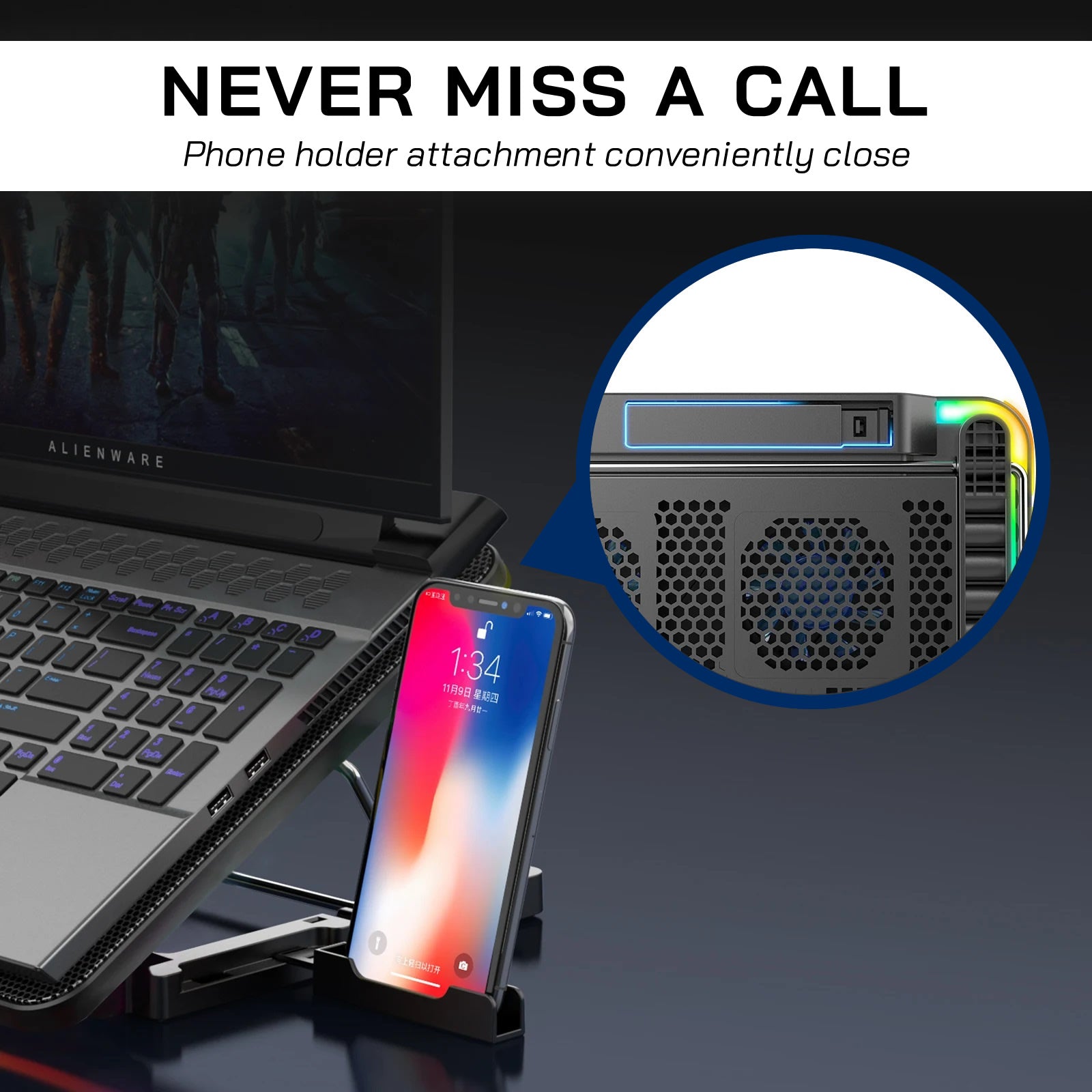 CoolCold F5 6-Fan Laptop Cooling Stand