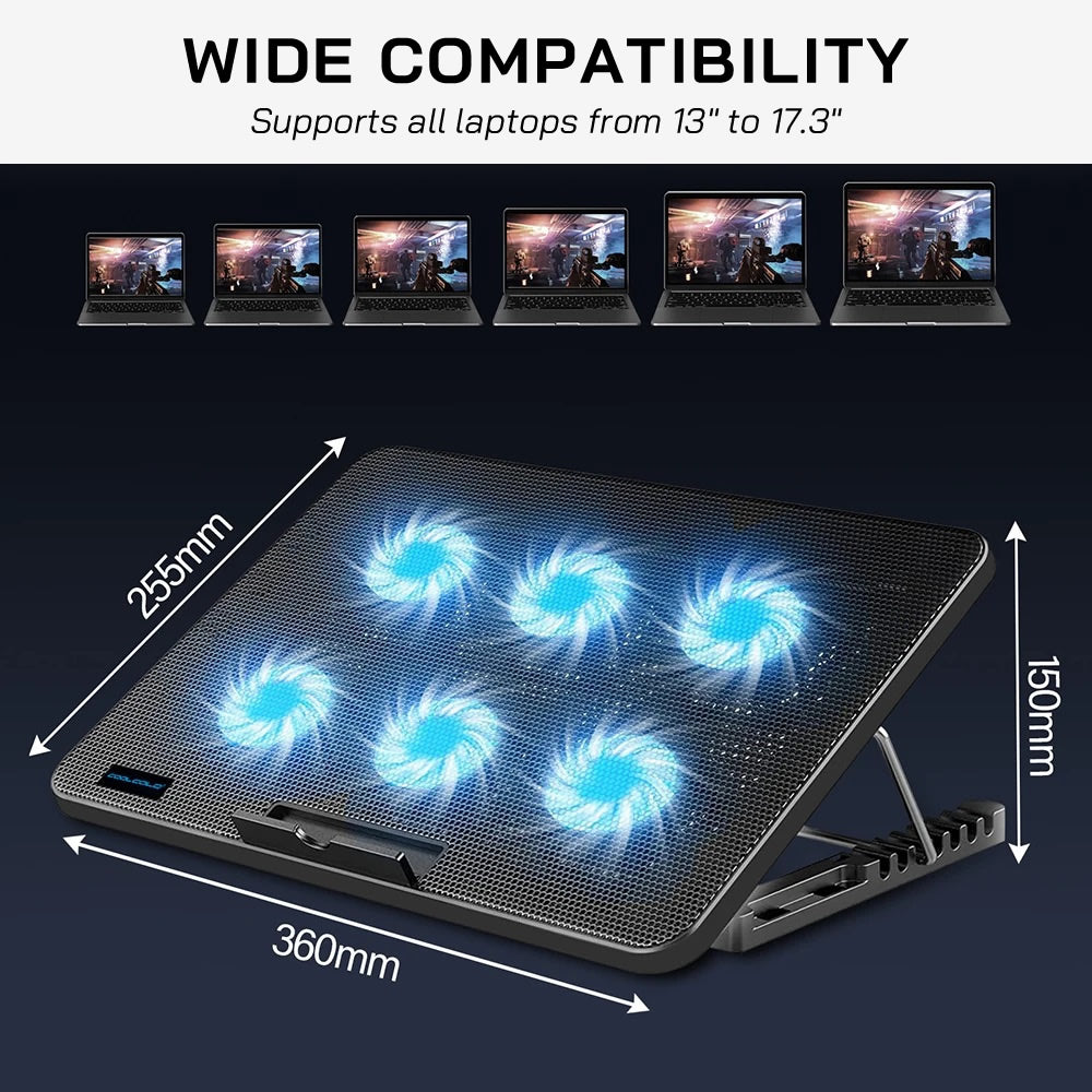 CoolCold F5 6-Fan Laptop Cooling Stand