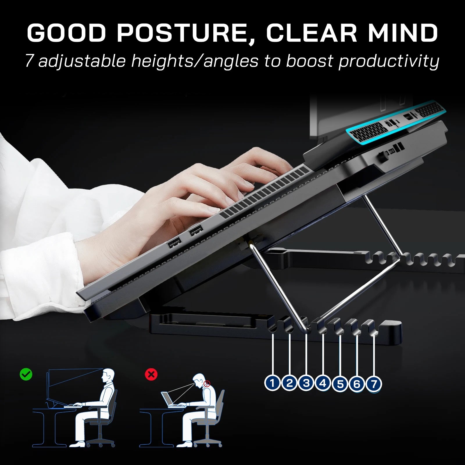 CoolCold F5 6-Fan Laptop Cooling Stand